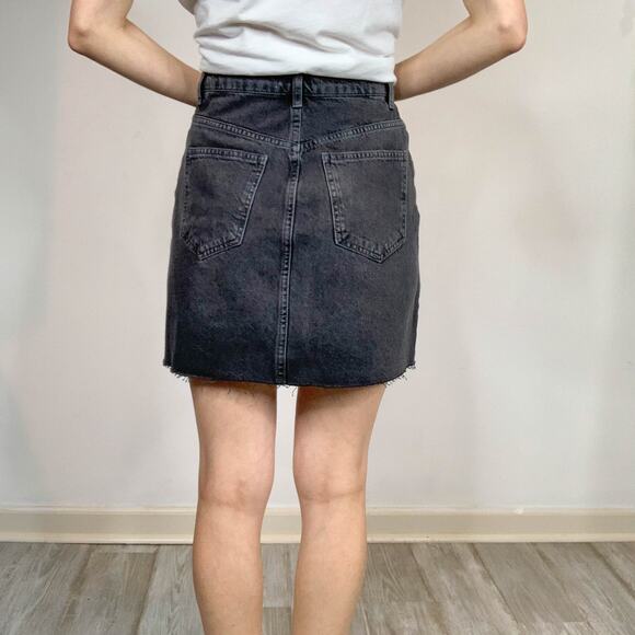 WE THE FREE high waist faded denim mini skirt raw hem 5 pockets size 26 - Picture 4 of 10
